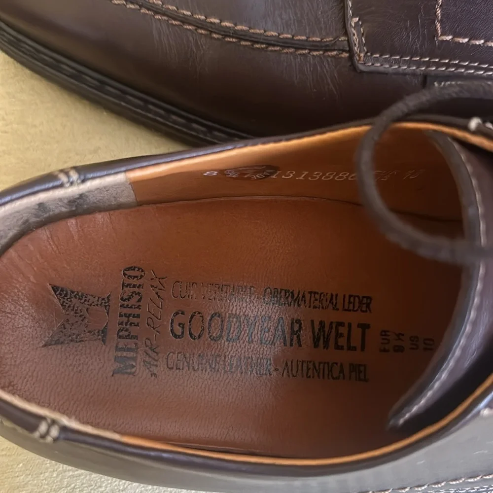 Mephisto Goodyear Welt Shoes Men's Size 10 Brown Casual Derby Oxford